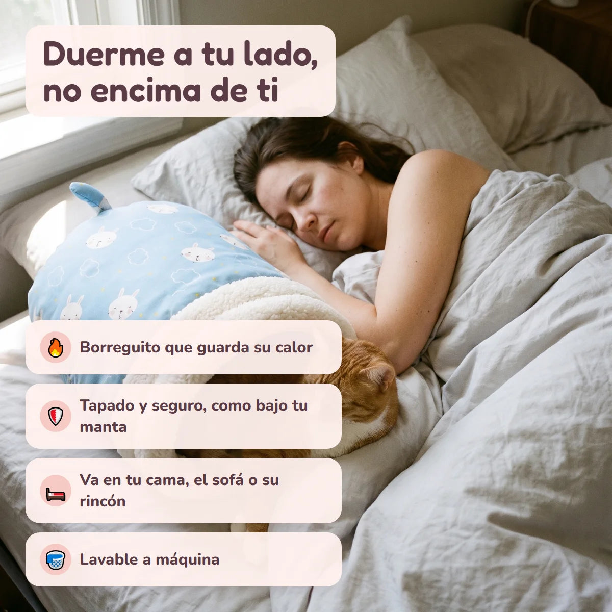 Duerme a tu lado, no encima de ti
